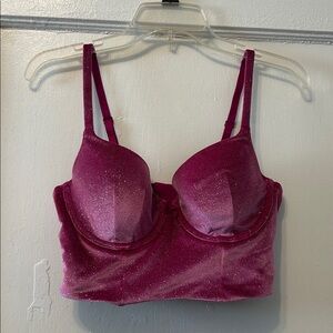 Victoria's Secret Sparkle Longline Bra Crop Top - Fuchsia